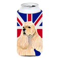 thumbnail image 1 of Cocker Spaniel Buff With English Union Jack British Flag Tall Boy bottle sleeve Hugger - 22 To 24 Oz., 1 of 1