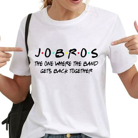 Fancyleo JoBros T-Shirt Casual Round Neck Short Sleeve T-Shirt Tee JoBros Printed T-Shirt Letter Printed
