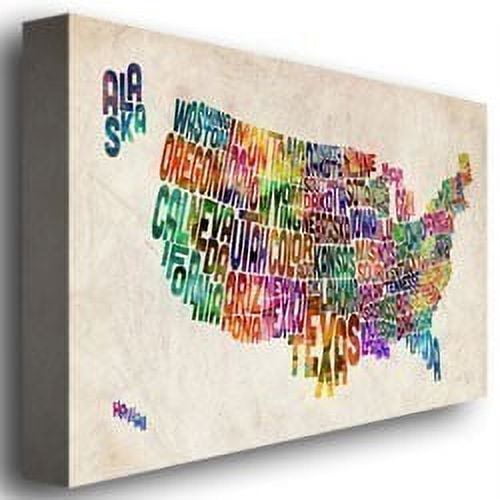 Trademark Art "United States Text Map II" Canvas Wall Art by Michael Tompsett