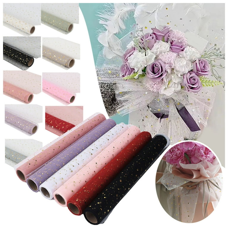 Wrapping Paper Roll Decor Bouquet Bouquet Moon Wrapping Ribbon And Star DIY  For Wreaths Mesh 5Yard Flower X 20inch Sequins Decoration Crafts 