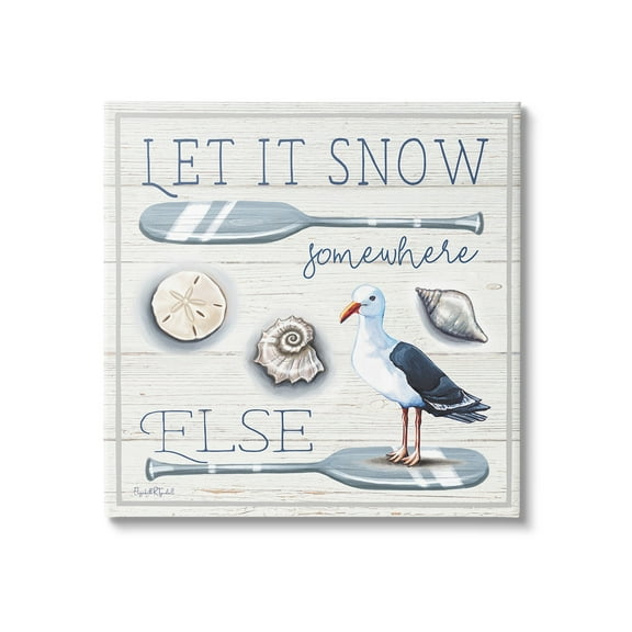 Stupell Industries Snow Somewhere Else Holiday Painting Gallery Wrapped Canvas Art Print Wall Art, 17 x 17