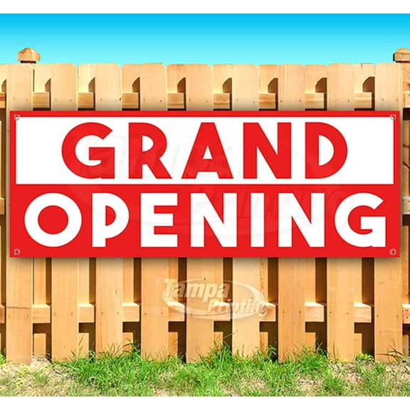 Grand Opening 13 oz Vinyl Banner With Metal Grommets
