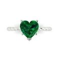 thumbnail image 2 of 2ct heart cut green emerald 18k white gold Bridal Wedding Engagement Promise Anniversary Ring for Women size 3.75, 2 of 7