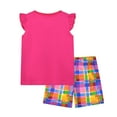 thumbnail image 4 of HILEELANG Toddler Girl Cotton Short Sleeve Crewneck Playwear Outfit Set, Pink, 2-Piece, Size 5T, 4 of 5