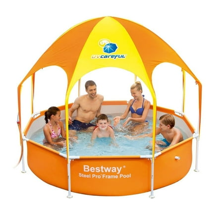 Bestway 8ft x 20in Splash in Shade Kids Spray Play Swimming Pool with UV (Best Way To Teach Kids To Swim)