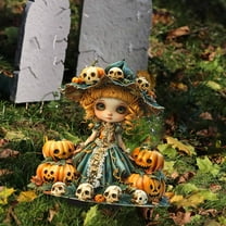 Fairy Flower Pot Decoration, Halloween Fairy Garden Planter Accessories, Realistic Fairy Witch Pumpkin Yard Props Decoration Sign, Acrylic Garden Ground Plug Decor for Lawn Stakes Garden