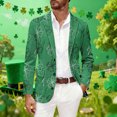 thumbnail image 4 of BLTIBY Men's St. Patrick's Day Corduroy Blazer Shamrock Jackets Button Loose Work Lapel Coat with Pockets Green 2 4XL, 4 of 5