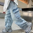 thumbnail image 4 of GDREDA Spring Pants Boy's Casual Straight Leg Jeans Loose Denim Pants With Pockets, 4 of 9