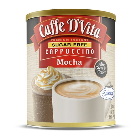 (6 Pack) Caffe D'Vita Sugar Free Mocha Cappuccino, 8.5 oz Canisters. Instant powder drink mix