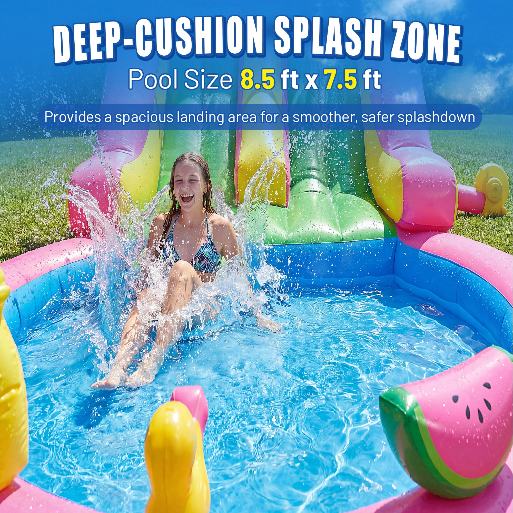 HEMOPOW 23FT Heavy-Duty Inflatable Water Slide for Backyard & Events, Flamingo Theme with Dual Slides, Splash Pool, 600lbs Capacity, Fast Setup for Teens/Adults
