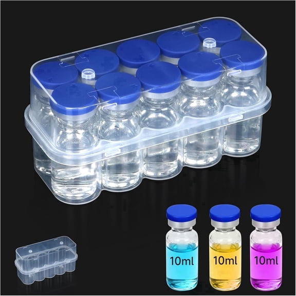 SUNMON 10-Slot Diabetic Case for Fridge, 10ml Vial Storage Case for Refrigerator, Transparent Box for 10ml Glass Vials, Secure 10ml Vial Holder for Diabetic Care