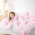 thumbnail image 3 of Castle Fairy Ballet Dance King Size Comforter Sets 3pcs,Dreamy Princess Bow Knot Comforters King Size,Pink White,Grey Reversible,1 Comforter and 2 Pillowcases, 3 of 6