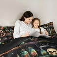 thumbnail image 5 of Manfei Western Vintage Bookshelf Queen Comforter Set, Bohemian Skeleton Skull Bedding Sets, Teen Kid Child Reversible Bedding Comforter Set, Ultra Soft Home Decor, 3pcs, 5 of 8
