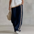 thumbnail image 6 of Admvng Women's Side Button Striped Wide Leg Pants Casual High Waist Lightweight Daily Trousers, 6 of 6