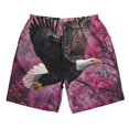 thumbnail image 2 of Honeii's Flower Bald Eagle Print Men's Casual Shorts with Drawstring，Swim Trunks Quick Dry Beach Shorts, 2 of 5