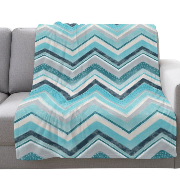 Flannel Throw Blanket for Couch Sofa Bed,Geometric Zig Zag Art Stripes Soft Cozy Warm Fuzzy Blanket 40x50in