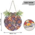 thumbnail image 3 of Coolnut Welcome Sign with Wreath for Front Door, Rustic Round Hanging Welcome Sign, Wall Housewarming Gift for Home 11.8in, Talavera Ceramic Tile Home Decor, 3 of 7