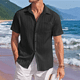 thumbnail image 4 of Camisas Casuales de Corta con Botones para Hombre, con Textura, para Playa y Verano, con Bolsillo Negro XL, 4 of 7