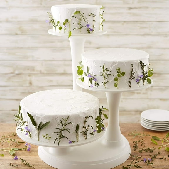 Pillar Style 3-Tier Cupcake, Dessert, and Cake Stand - White Plastic Display for Weddings and Parties