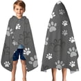 thumbnail image 3 of Grey Dog Paw Footprint Hooded Bath Towel，50"x30" for Ages 3 To 12 Kids, Quick Dry Lightweight Soft Microfiber Hood Beach Towel Cover Up for Kids, 3 of 7