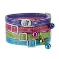thumbnail image 1 of MPP Sparkle Paw Print Cat Collars Faux Leather Design Jingle Bell Buckle 8" - 12" (All 4 Colors), 1 of 1