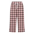 thumbnail image 4 of Women Plaid Printed Pants High Waisted Drawstring Casual Straight Leg Pants Summer Palazzo Trousers, 4 of 5