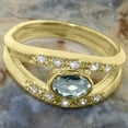 thumbnail image 5 of LBG British Made Real 9k Yellow Gold Natural Aquamarine & Diamond Womens Band Ring - 33 size options - Size 6.25, 5 of 7