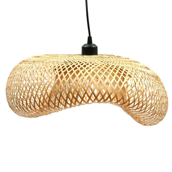 CNCEST E27 Rattan Lamp Bamboo Chandelier Vintage Pendant Light Asian Style Hanging Lamp