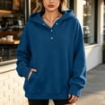 thumbnail image 5 of DISKEBUISS Women's Henley Button Pullover Hoodie Raglan Long Sleeve Fleece Sweatshirt with Pockets Casual Fall Winter Tops, 5 of 6