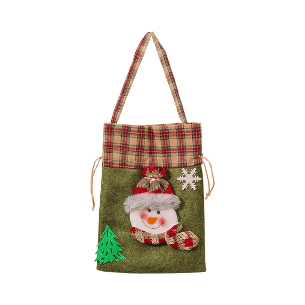 Fiudx Ofertas relámpago Bolsas de regalo de Navidad Bolsas de dulces Bolsas de franela de punto a cuadros Decoraciones navideñas