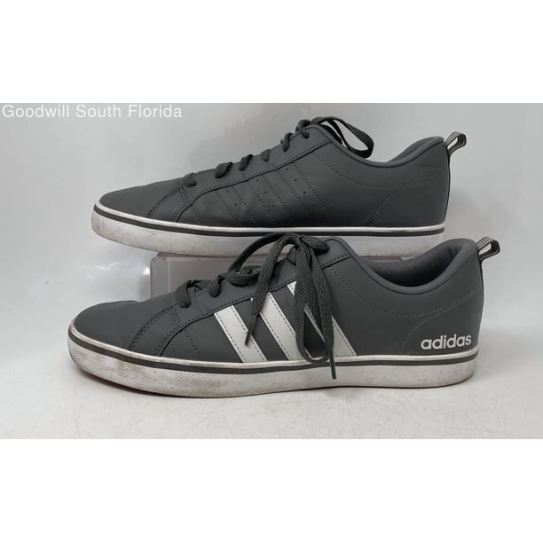 Adi-das Mens SPG 753-001 Gray White Leather Low Top Lace-Up Sneaker Shoes Sz 10.5