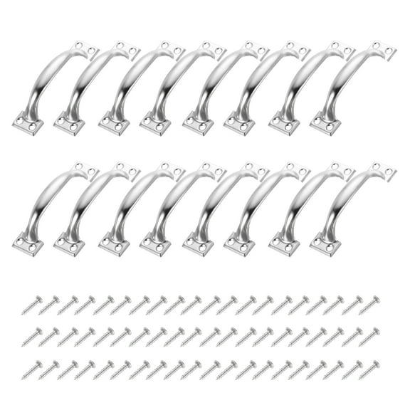 Uxcell 16Pcs 4 Inches Gate Handle with Screw for Closet Door Silver