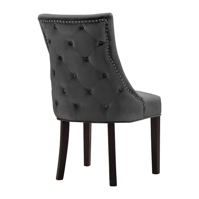 Meridian Furniture Chaise de Salle à Manger Hannah Collection, Velours, Gris (Ensemble de 2)