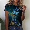 thumbnail image 2 of Pompotops Hauts de Mode pour Femmes Imprimé Décontracté Coupe Ample Tee-Shirts Blouse Imprimée Col Rond, 2 of 5
