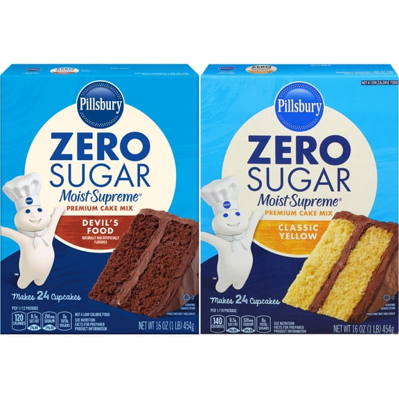 Pillsbury Sugar Free Cake Mix Value Bundle - 1 Box Sugar Free Devil's Food Cake & Classic Yellow Cake