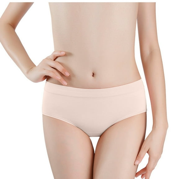 Ashirexll Panties for Women Sale! Womens Briefs Underwear, Solid Color Mid Waist Comfortable and Breathable Physiological Underwear Beige XL