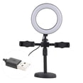 thumbnail image 2 of 6-inch LED Ring Light, Professional Selfie Dual Mobile Phone Ring Light 2Pcs Clips Stand With 6in LED Ring Light Fill Light Bracket For Live Stream, 2 of 8