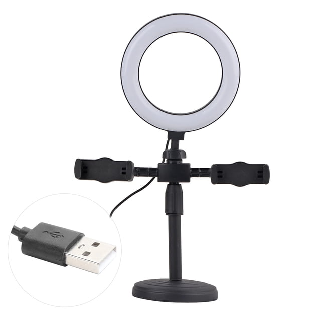 Desktop Selfie Ring Light With Stand, Dimmable Adjustable Selfie Ring Light With Cell Phone Holder, Portable For Makeup Selfie Live Stream Photography