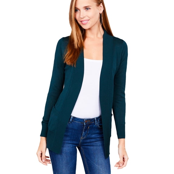 Women's Long Sleeve Knit Rib Open Front Solid Sweater Cardigan-Plus Size Available (FAST & FREE SHIPPING)