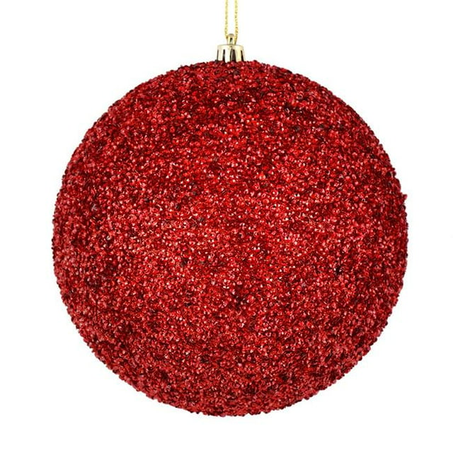 Vickerman N185703D Boule Perlée Rouge de 4,75 Pouces avec Perçage 6 par Sac