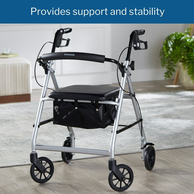 McKesson Rollator Walker with Seat and Wheels - Silver, 300