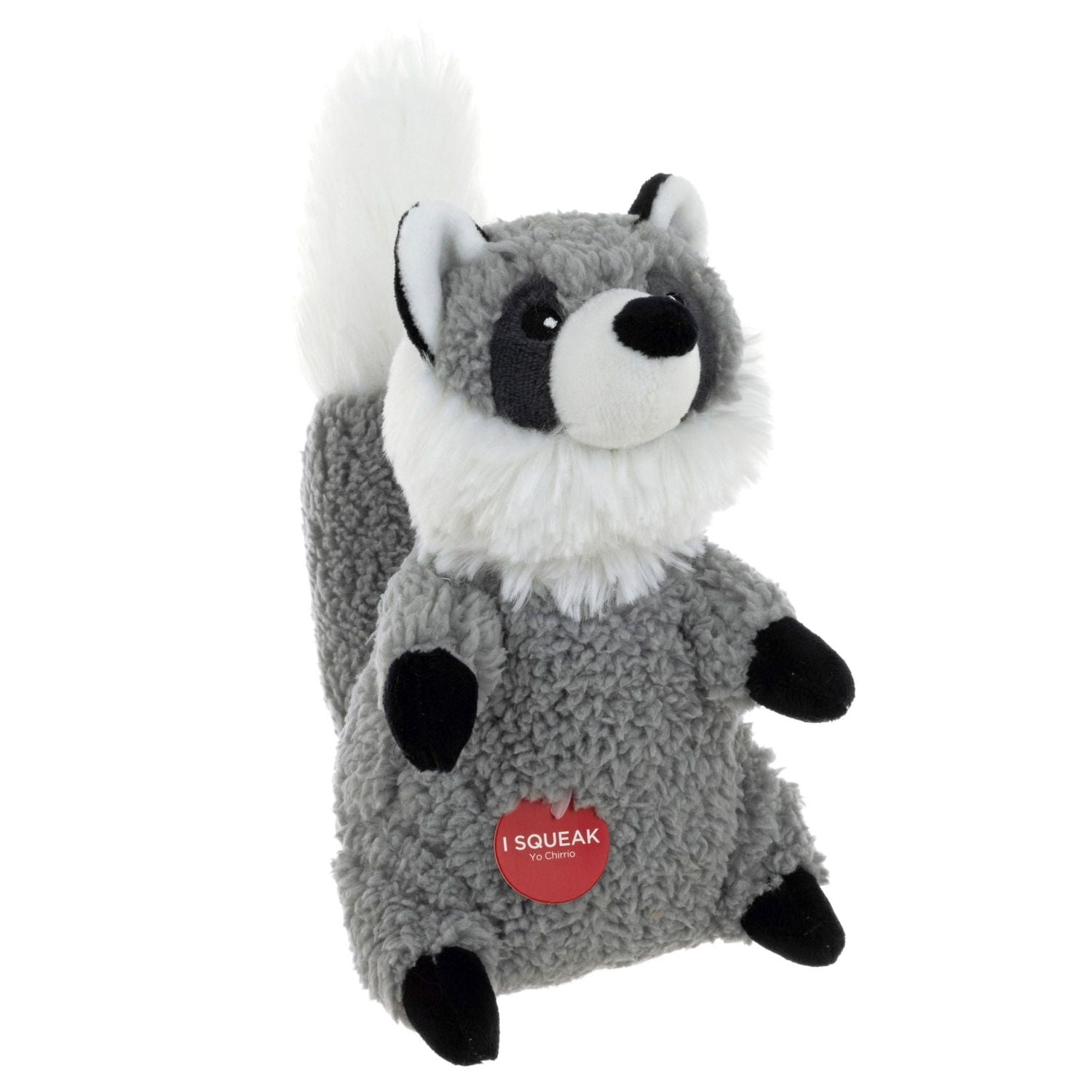 Only The Best For My Dog ®​ , 6.5 Inch Squeaky Plush Dog Toy, Grey Racoon