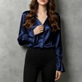 thumbnail image 3 of Lenpel Button down Shirts for Women Satin Dressy Casual Collared Ruffle Long Sleeve Tops Elegant Silky Business Office Blouses, 3 of 4