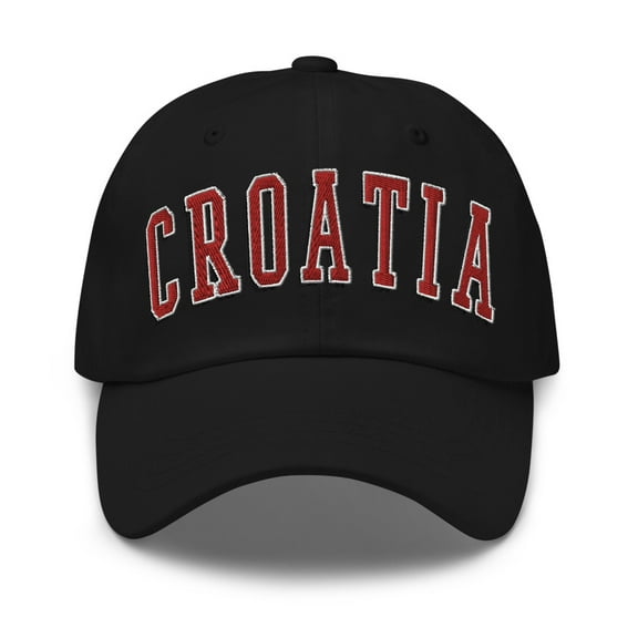 Croatia Red Embroidered Hat (Black)