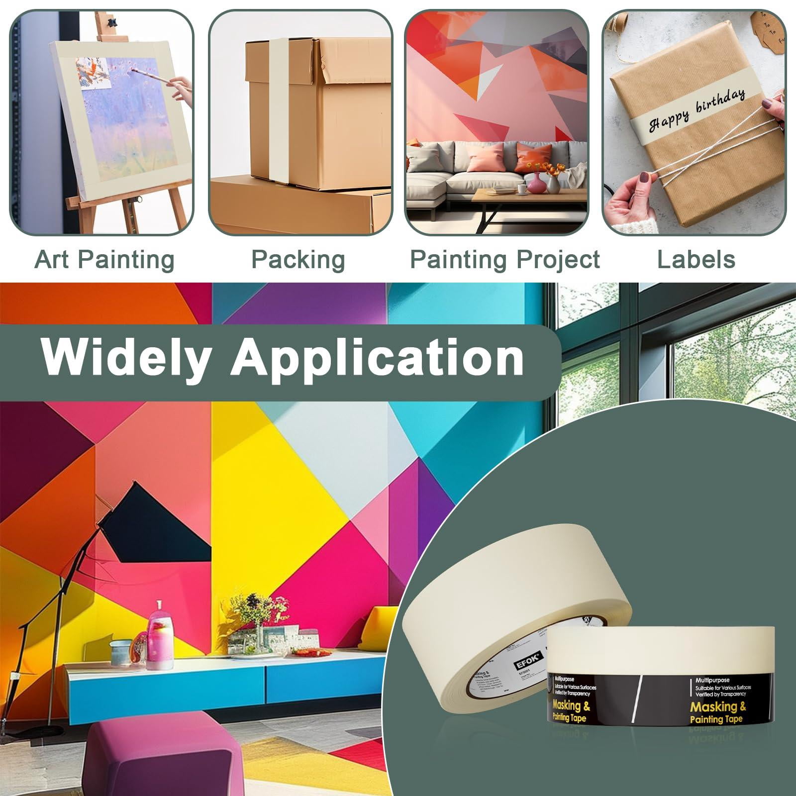 10 Pack Masking Tape 2 Inch Wide Bulk  2026 Upgrade White Painters Anti-uv General Purpose 1.88 * 55 Yards Total 550