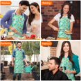 thumbnail image 4 of Pioneer Flower Floral Print Pattern Apron for Women and Men, Cotton Linen Waterproof with Pockets, Adjustable, 33x27 Inch for Kitchen, Gardening, BBQ, Salon, 4 of 6