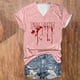 thumbnail image 2 of Tops Cortos para las Mujeres, Halloween Impreso V-Cuello Camiseta de Manga Corta, Tela de Imitación de Moda Casual, 2 of 3