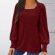thumbnail image 2 of Camisas de maestra,Camiseta de mujer con cuello en V y botones, manga larga cepillada con ranuras, camisa informal de poliéster para uso diario, sopatenor, 2 of 9