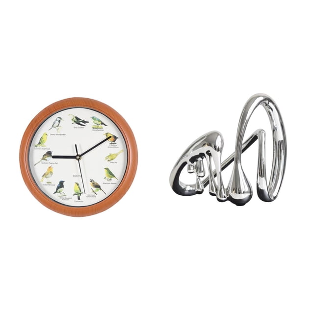 Reloj de pared,Reloj de pared con pájaro cantor Relojes de pared con pájaros,Relojes de pájaros con sonido Reloj decorativo que canta,Estatua de arte abstracto,Estatua de resina para