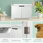 HomGarden Multi-Functional Cat Washroom Bench Hidden Cat Litter Box Enclosure Furniture White